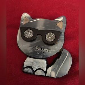 Acrylic Grey Cat with Glasses